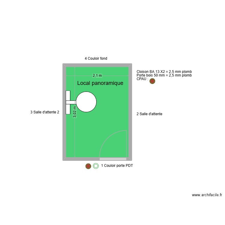 61201 Local panoramique. Plan de 1 pièce et 6 m2