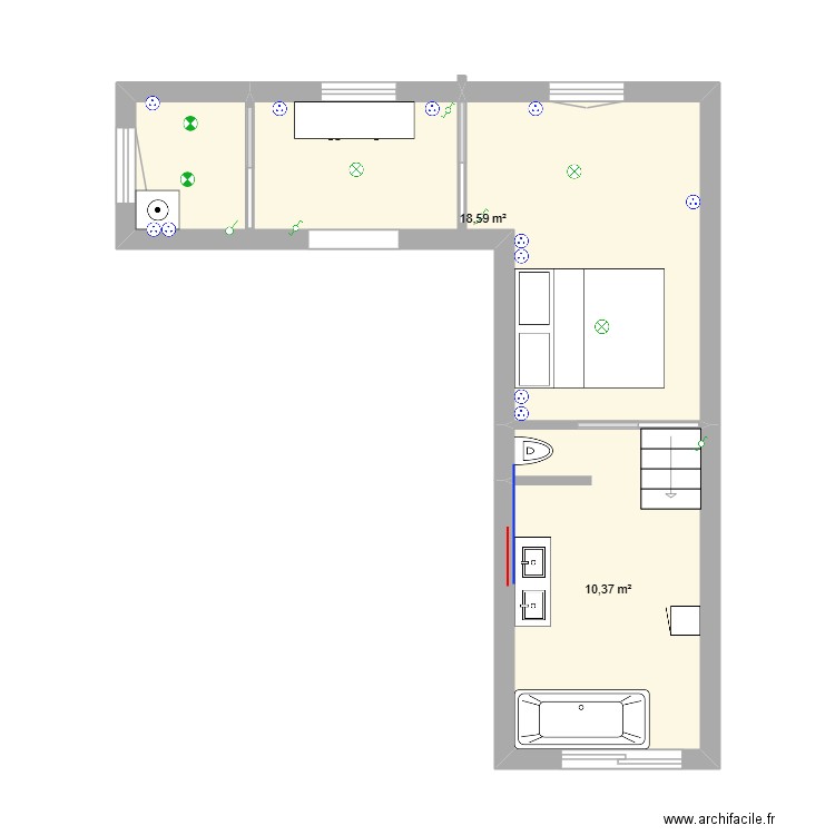 plan veranda. Plan de 2 pièces et 29 m2