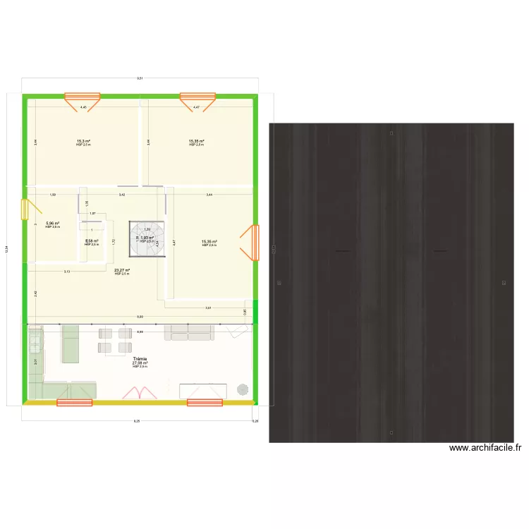 Projet chalet pilotis. Plan de 8 Pièces et 216 m² Projet chalet pilotis. Plan de 8 Pièces et 216 m²