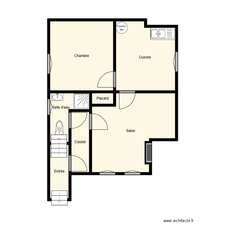 Delf FOURRIER Hugues Le Grand. Plan de 7 pièces et 44 m2