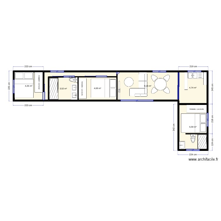 BUNGA 3 CH. Plan de 7 pièces et 35 m2