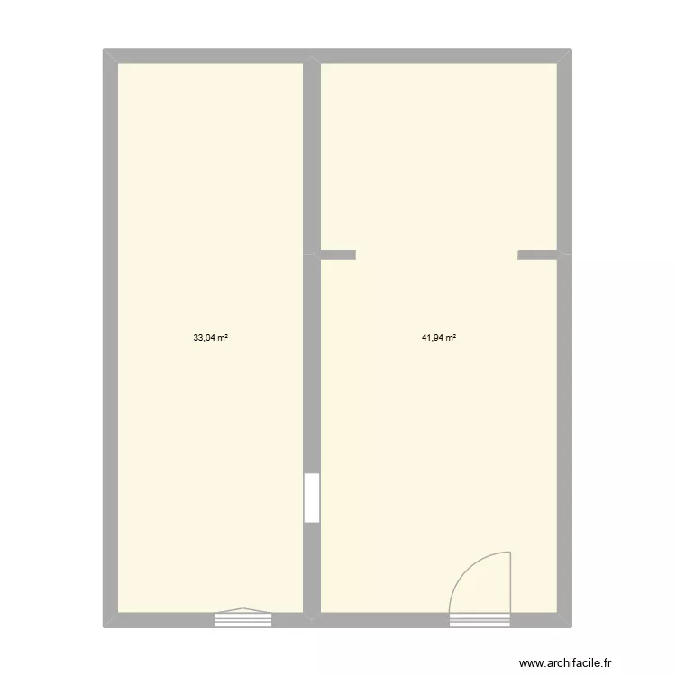 Plan de d&eacute;part. Plan de 2  et 75 m²