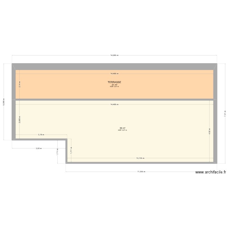 Appt Olga Formation. Plan de 2 pièces et 90 m2