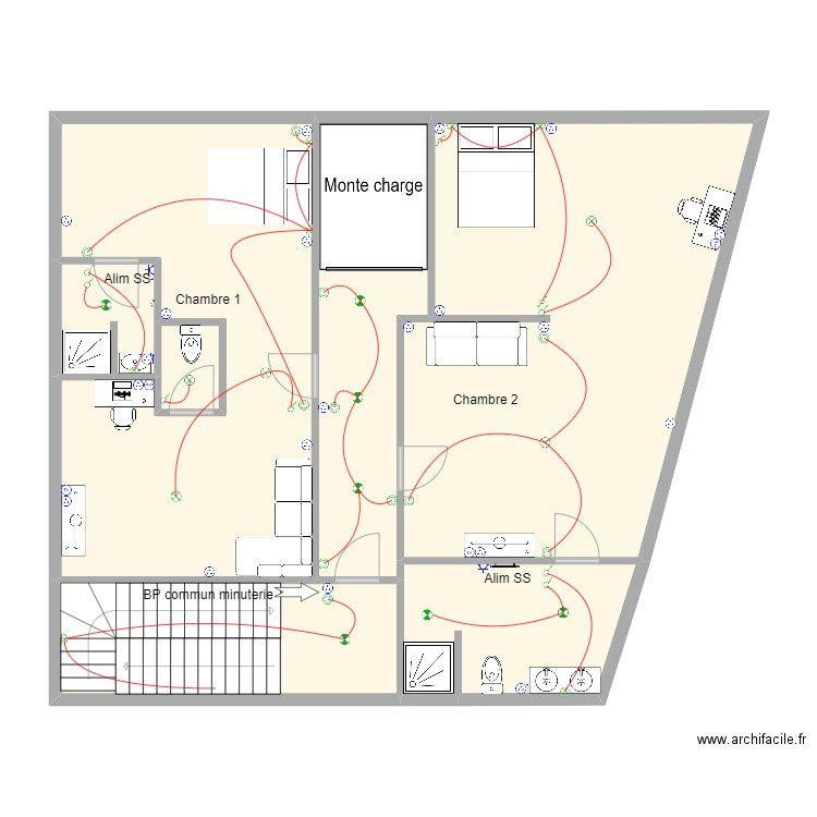 Plan R+1. Plan de 7 pièces et 111 m2