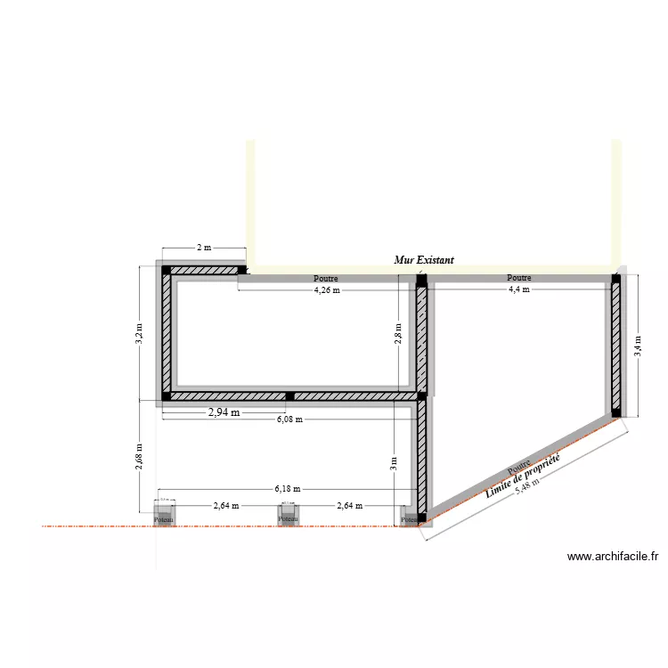 Fondation. Plan de 2 et 36 m² Fondation. Plan de 2 et 36 m²