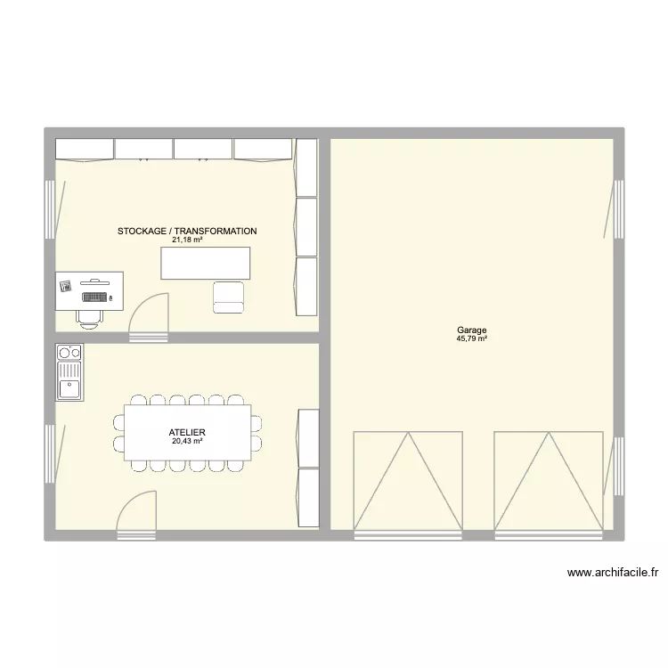 Garage. Plan de 3  et 87 m²