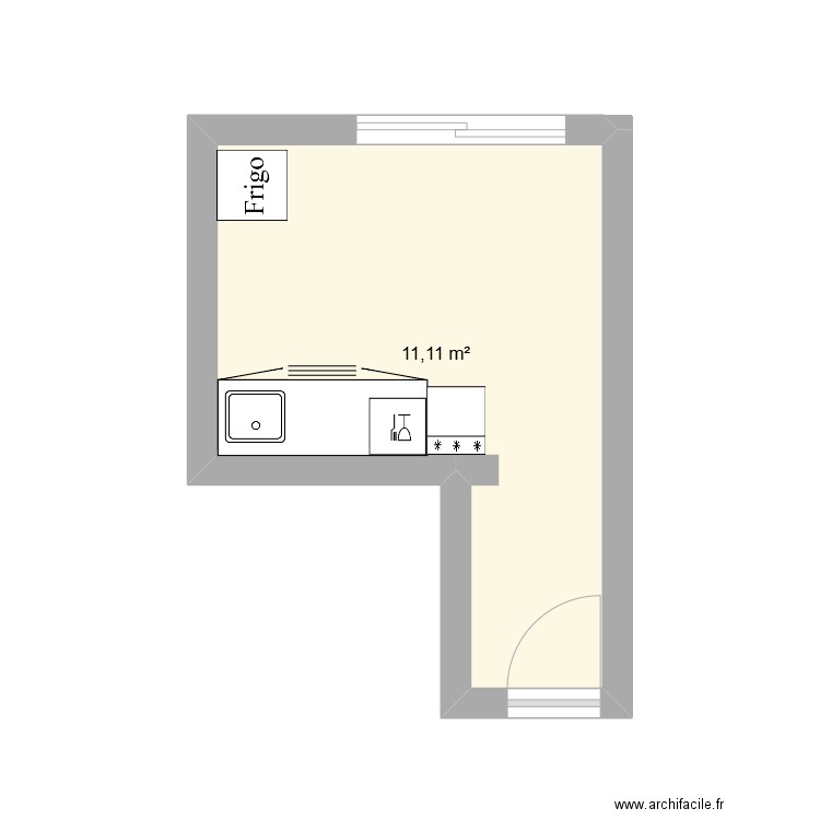 tisanière 3ème. Plan de 1 pièce et 11 m2