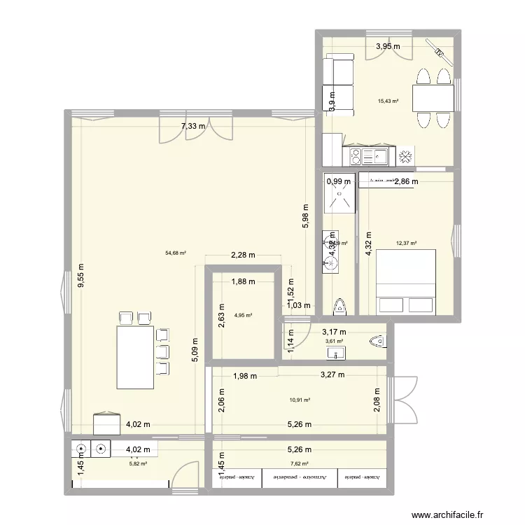 maison. Plan de 9  et 120 m²