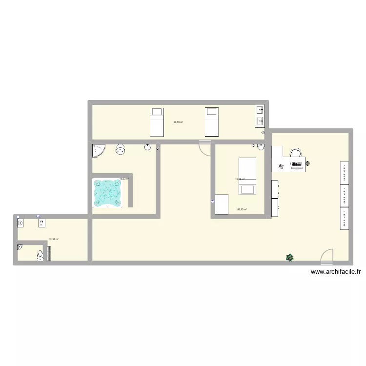 institut 1. Plan de 5  et 166 m²