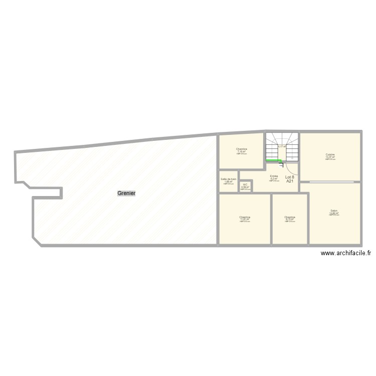 Vias R+2. Plan de 10 pièces et 153 m2