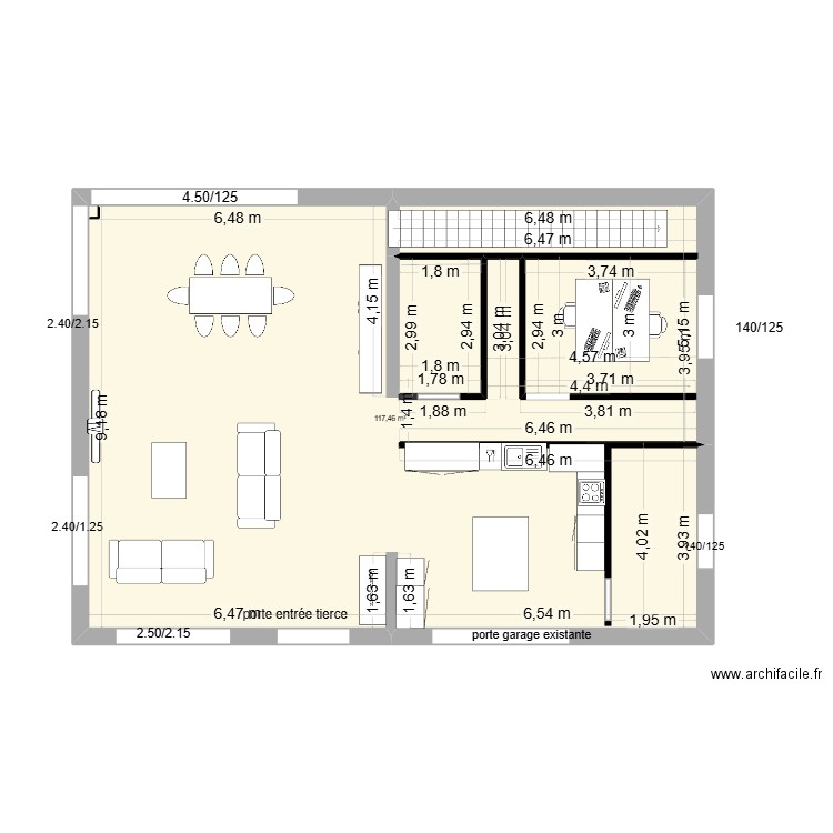 RDC AVEC MEUBLES HANGAR. Plan de 1 pièce et 117 m2