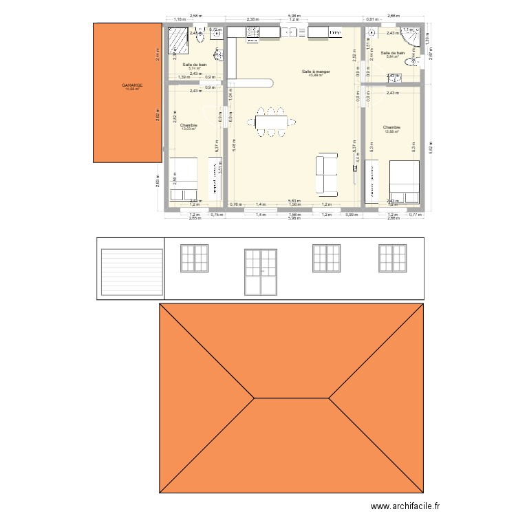 Mr. RACHID KERAN. Plan de 6 pièces et 98 m2