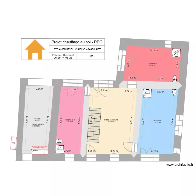 RDC pour devis chauffage au sol. Plan de 