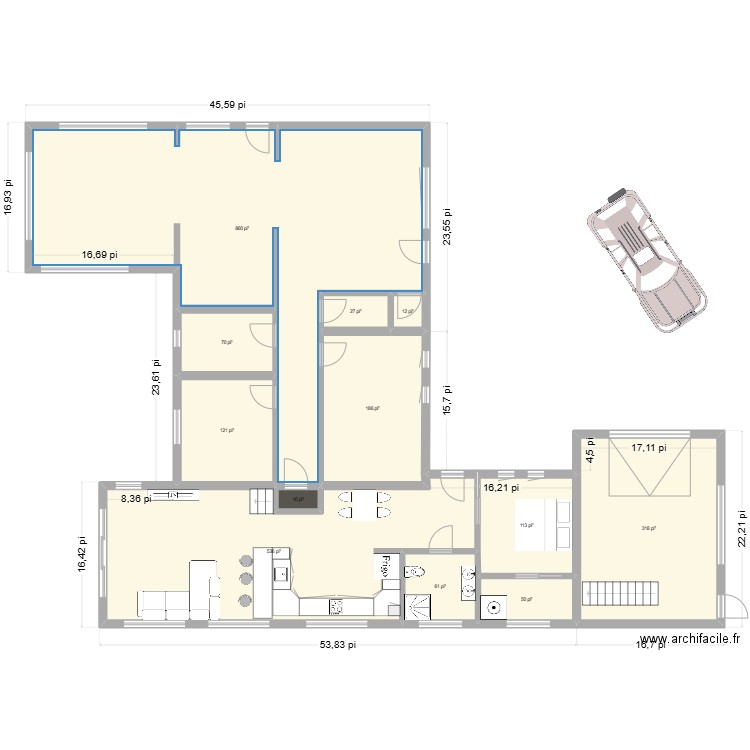 Alex. Plan de 12 pièces et 220 m2
