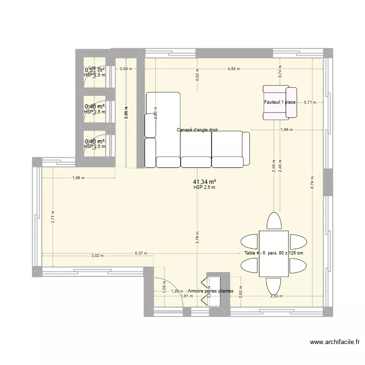 digrah retraite. Plan de 4  et 43 m²