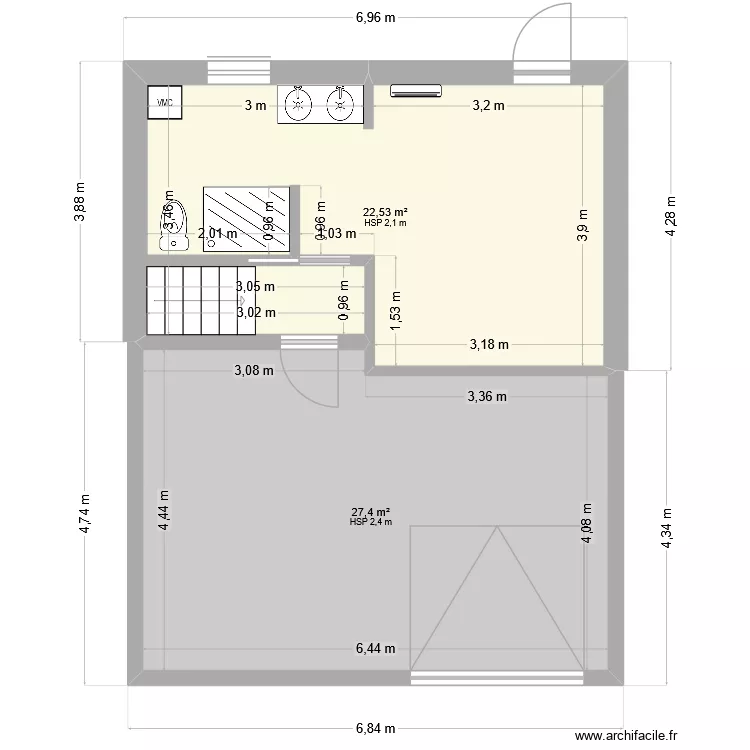 Plan DP 2026. Plan de 2  et 50 m²