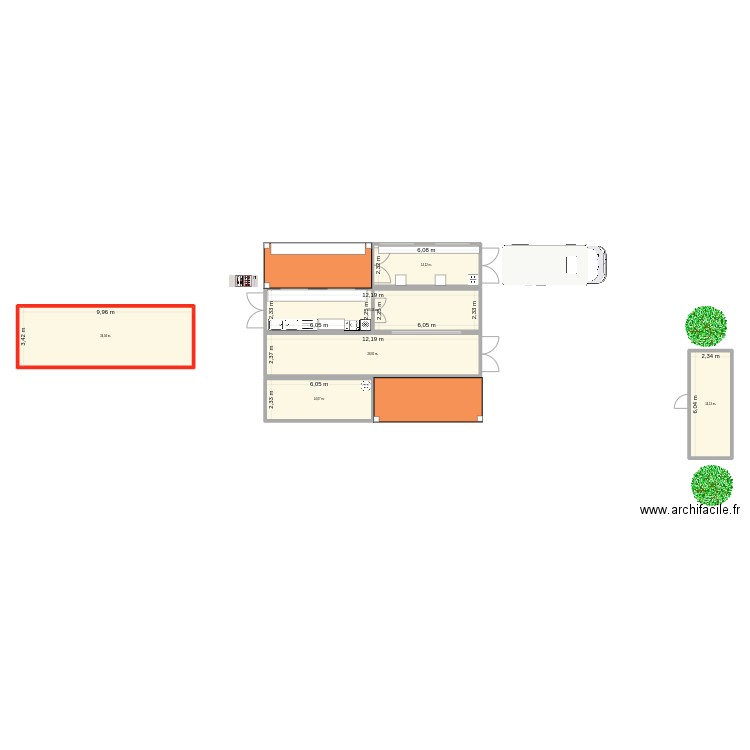club house motocross 2. Plan de 6 pièces et 133 m2