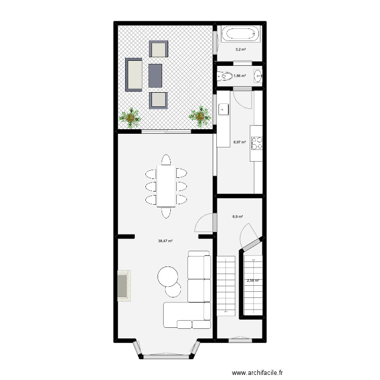 laeken. Plan de 7 pièces et 83 m2