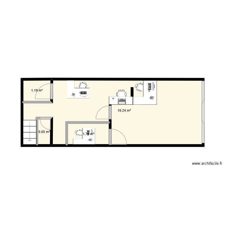 AMMENAGEMENT MICROFINANCE. Plan de 4 pièces et 23 m2