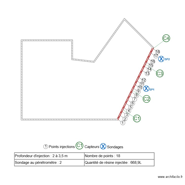 HEROLE. Plan de 1 pièce et 42 m2