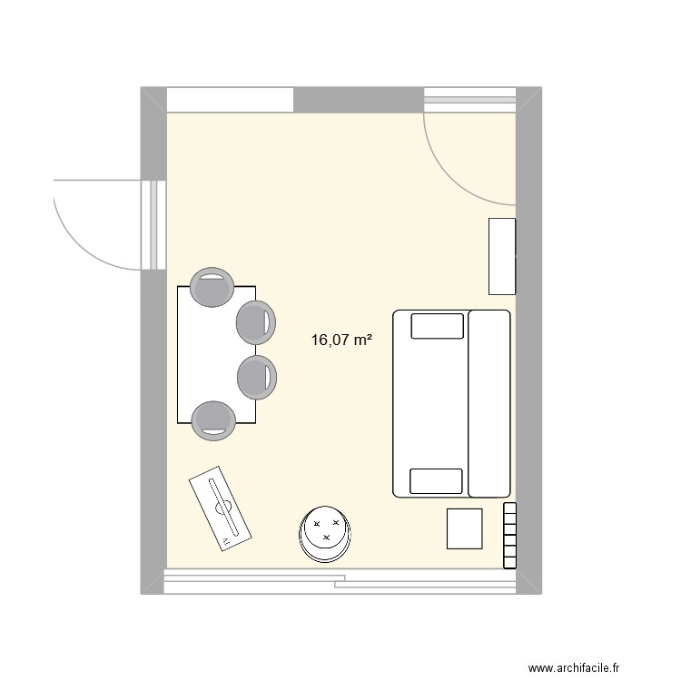Ltsalon. Plan de 1 pièce et 16 m2