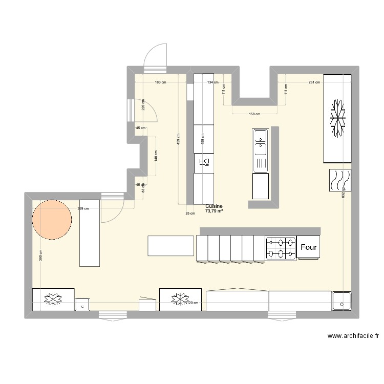 cuisine liv. Plan de 1 pièce et 74 m2