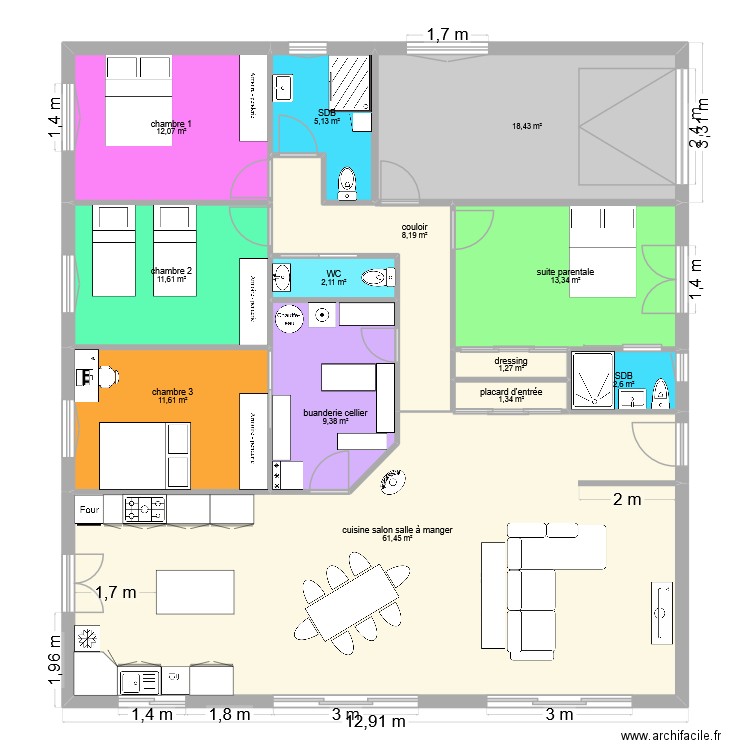 plan 6. Plan de 13 pièces et 159 m2