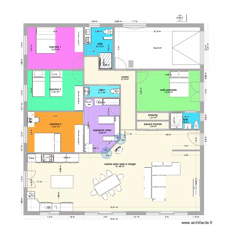plan 6. Plan de 13  et 159 m²