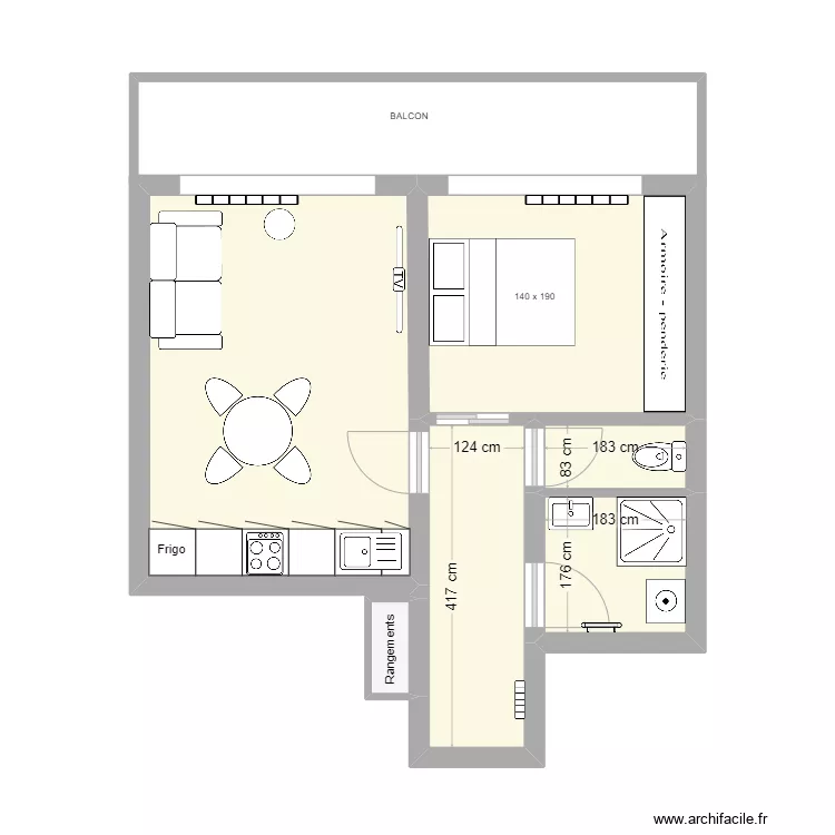T2 Belarbi - Optimisation chambre. Plan de 
