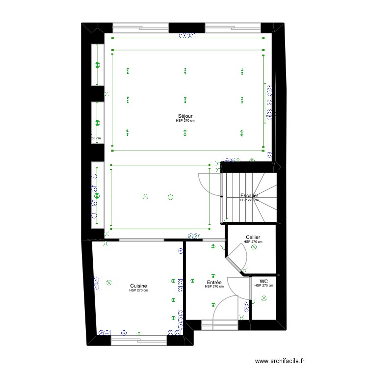 PLAN MODELE. Plan de 8 pièces et 65 m2