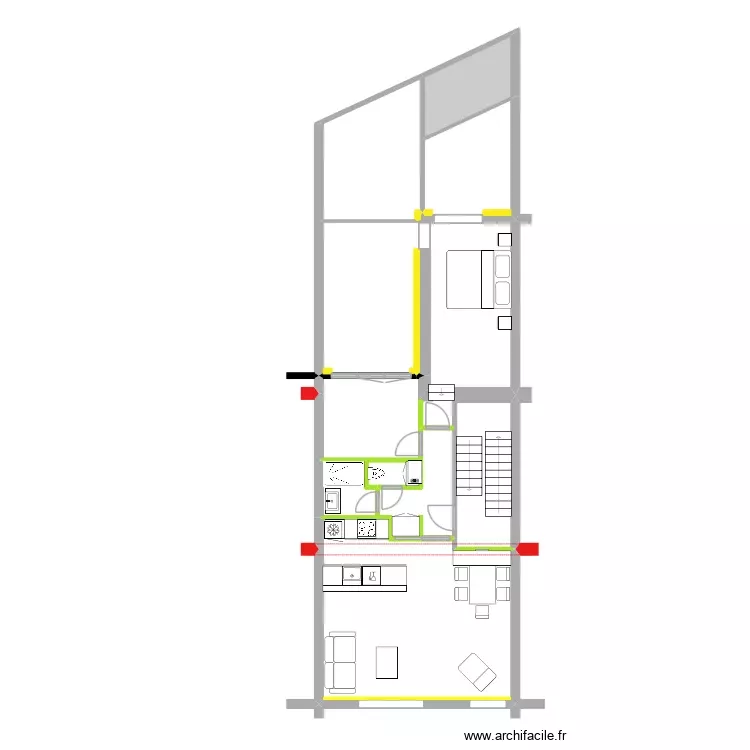 BAUCQ 77 2e étage Cuisine. Plan de 8 Pièces et 62 m² BAUCQ 77 2e étage Cuisine. Plan de 8 Pièces et 62 m²