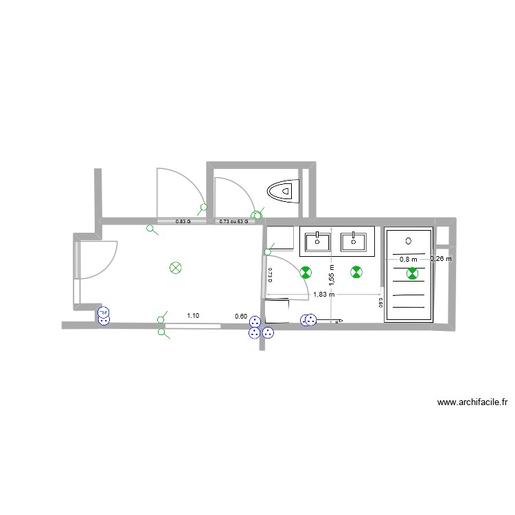 Hall-SB-WC. Plan de 0 pièce et 0 m2