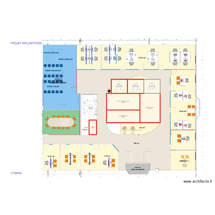 Proposition Suite Codir. Plan de 7 pièces et 55 m2