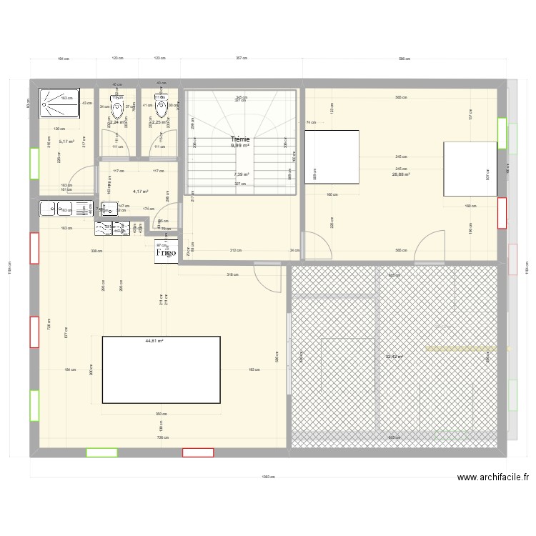 des murs belleb. Plan de 24 pièces et 406 m2