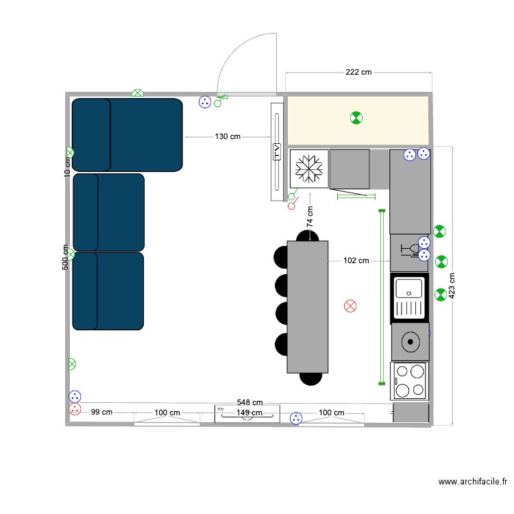 183 BINEAU VFINAL ELEC. Plan de 1 pièce et 2 m2