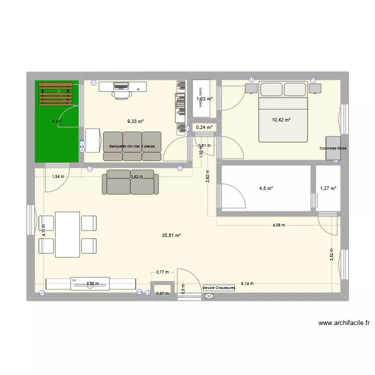 Le Coteau - Aménagement. Plan de 8 Pièces et 66 m² Le Coteau - Aménagement. Plan de 8 Pièces et 66 m²