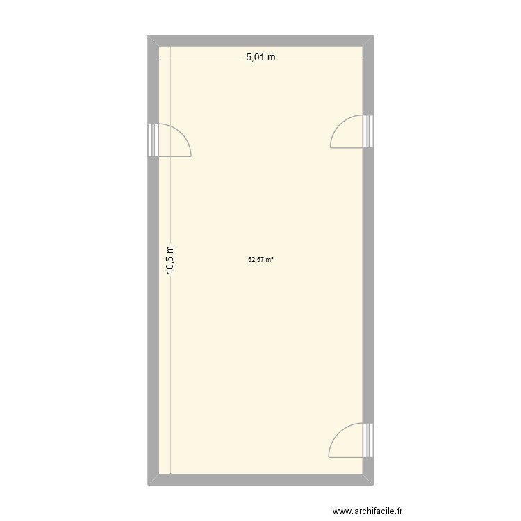 fizburger. Plan de 1 pièce et 53 m2