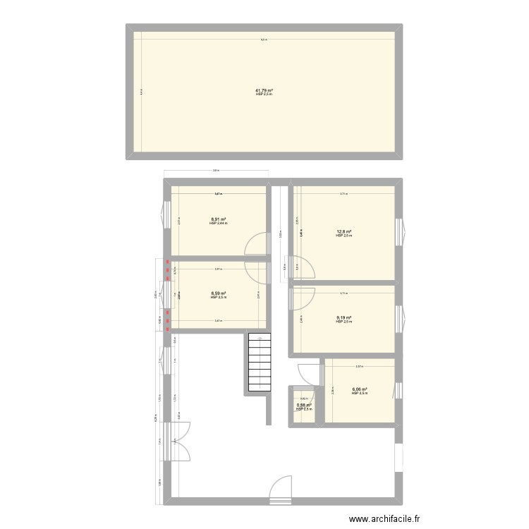 Projet. Plan de 7 pièces et 88 m2
