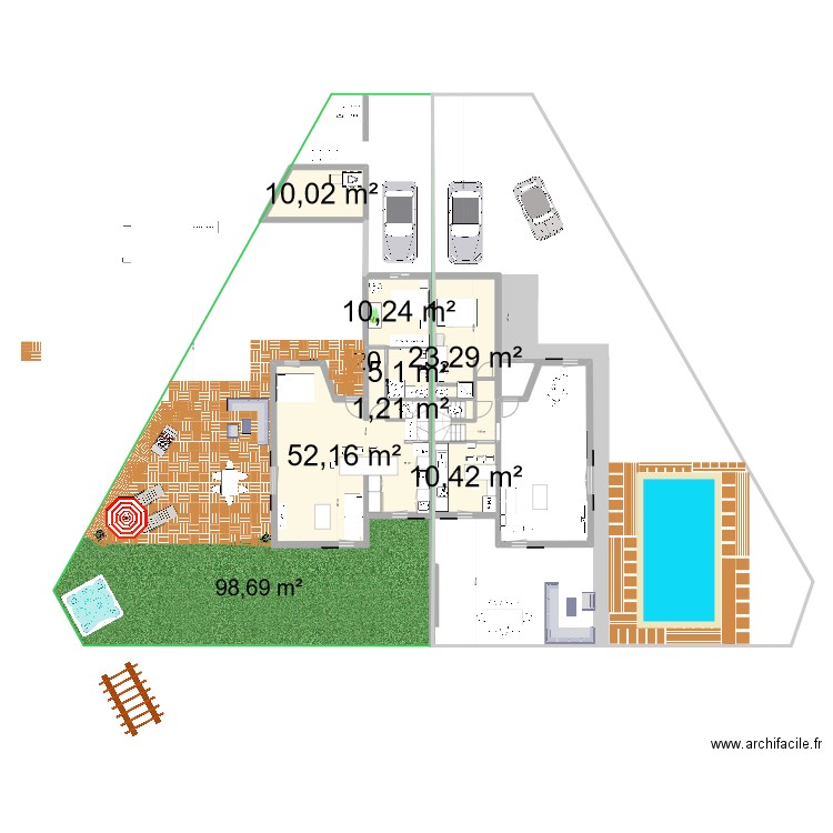 PLANV24. Plan de 16 pièces et 218 m2