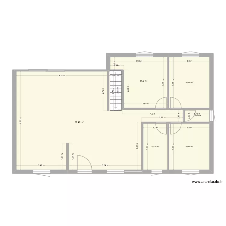 RDC LAGARDE. Plan de 6  et 95 m²