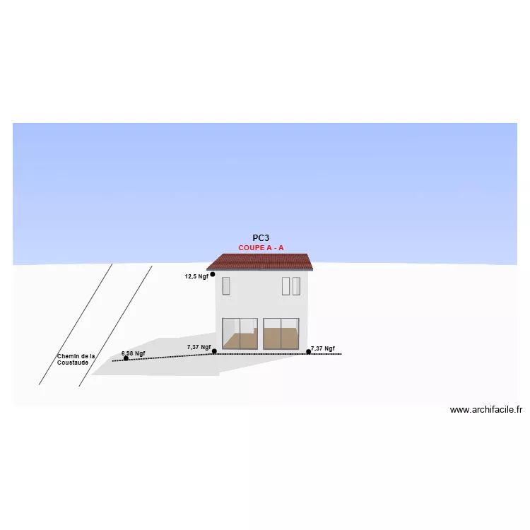 PC3 Coupe AA. Plan de 