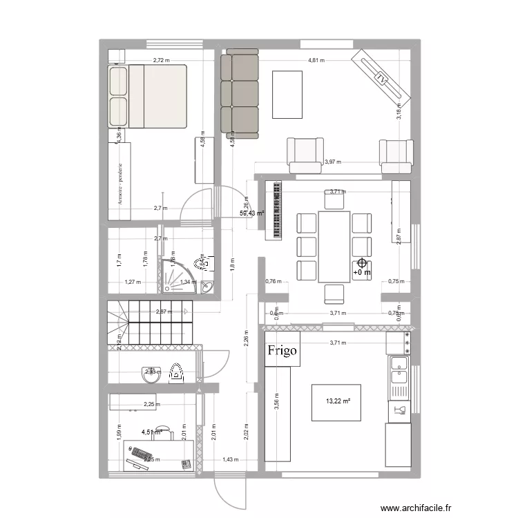 RDC avec mesure. Plan de 3 et 77 m² RDC avec mesure. Plan de 3 et 77 m²