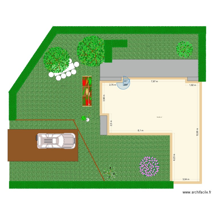 villa projet. Plan de 1 pièce et 105 m2