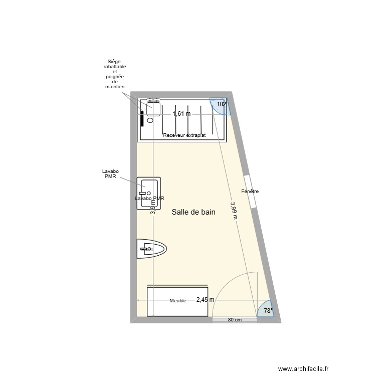 CLASTRES SDB Adaptation. Plan de 1 pièce et 8 m2