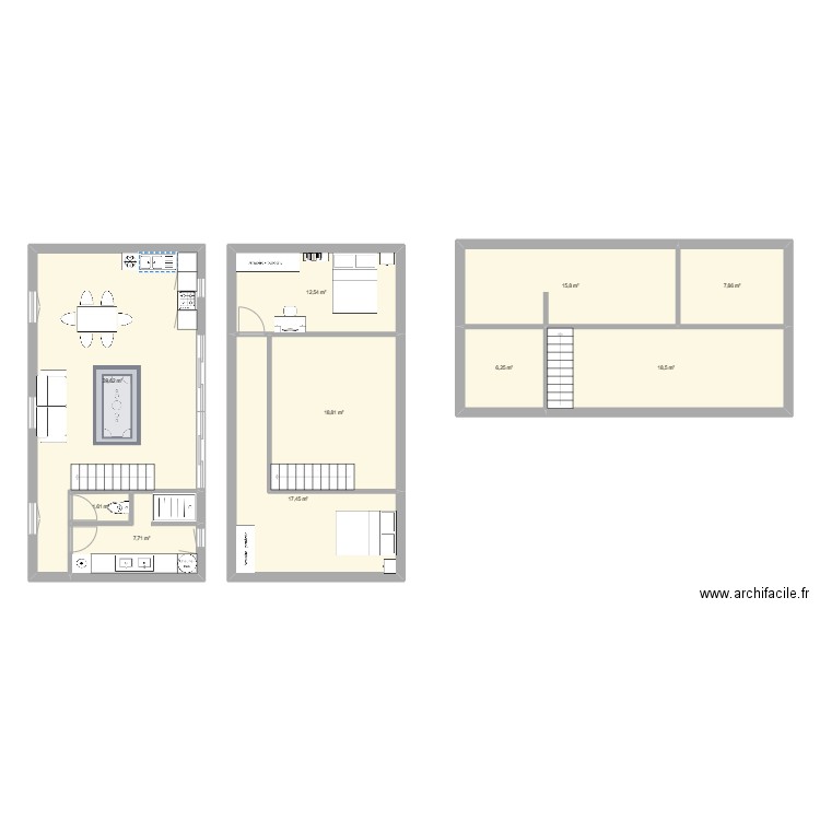 50m2 5x10. Plan de 10 pièces et 146 m2