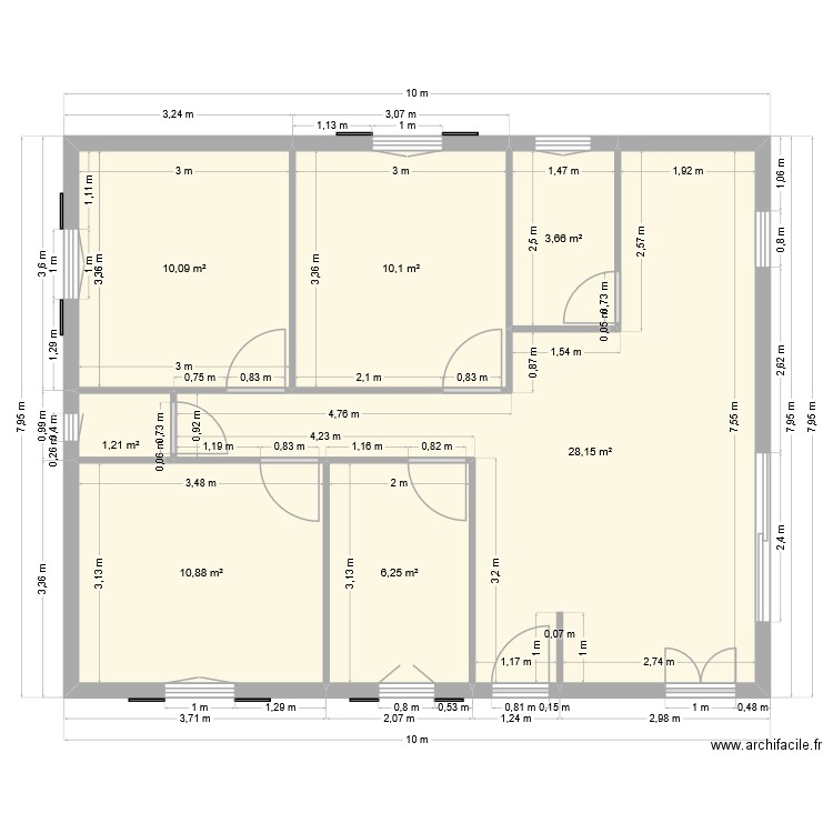 jordan. Plan de 7 pièces et 70 m2