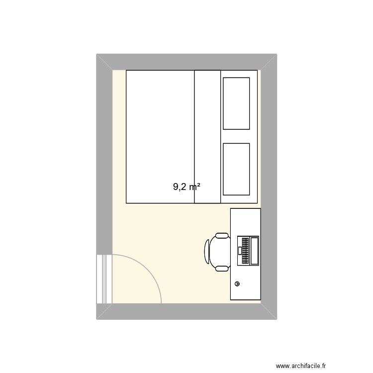 manon. Plan de 1 pièce et 9 m2