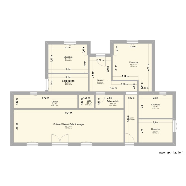 COLLAVINO EDL. Plan de 11 pièces et 85 m2
