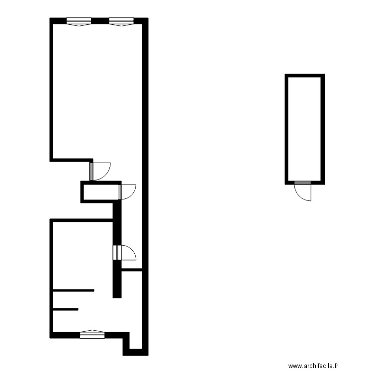 MASINI rdc. Plan de 3 pièces et 28 m2