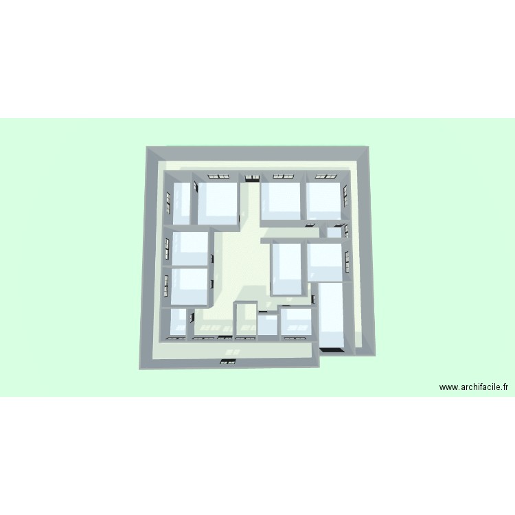 Plan final. Plan de 34 pièces et 628 m2